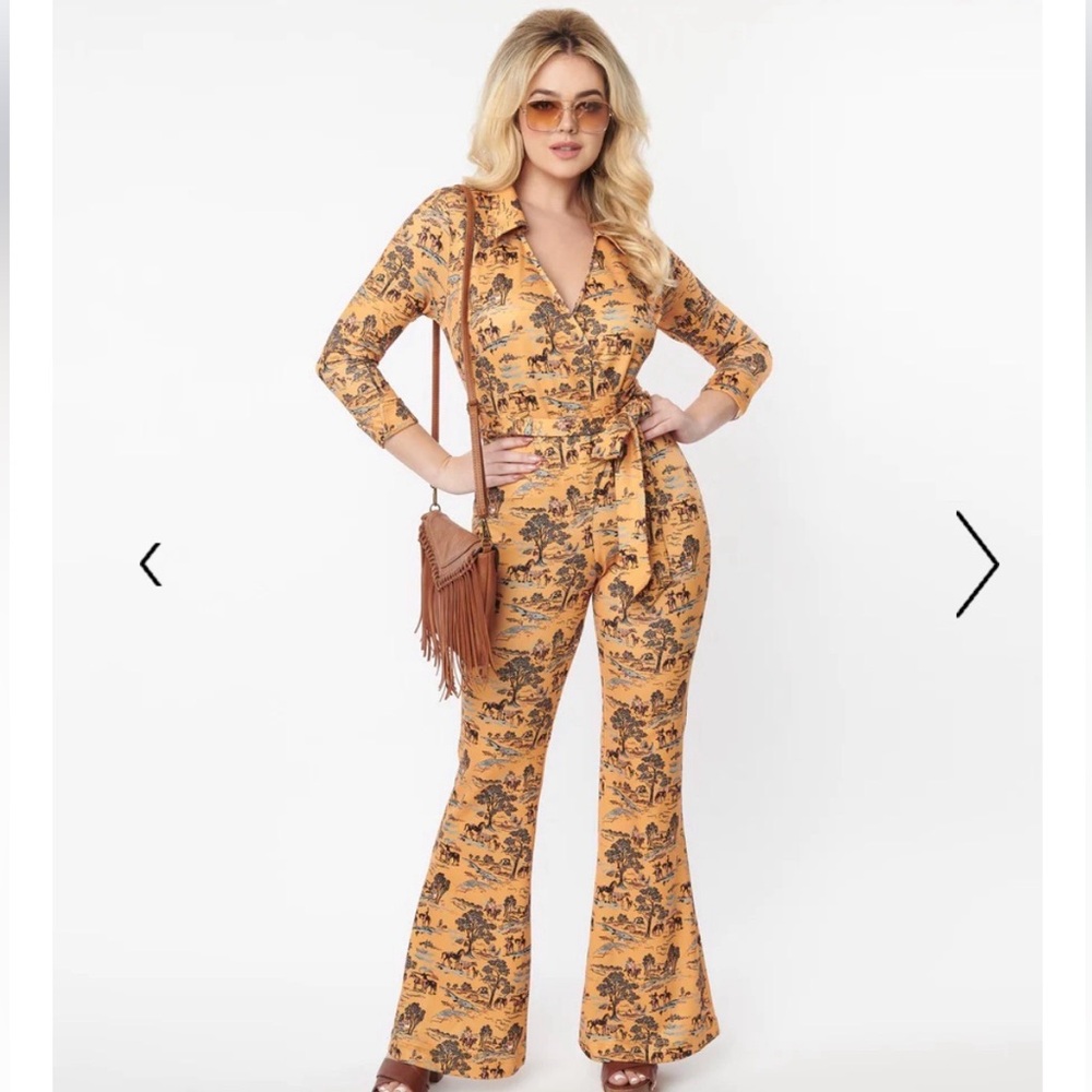 NWOT Unique Vintage Western Toile Print Romper